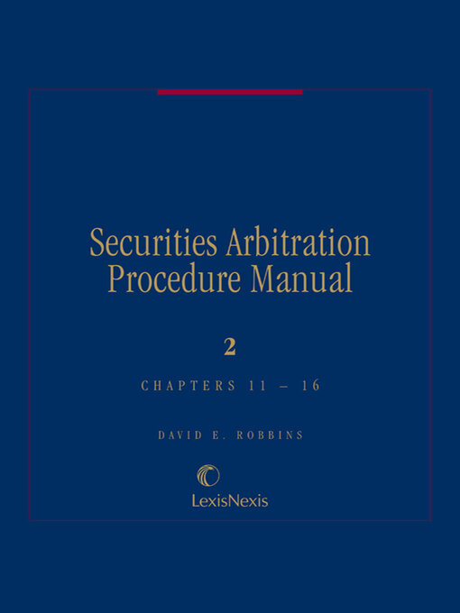 Title details for Securities Arbitration Procedure Manual by David E. Robbins - Wait list